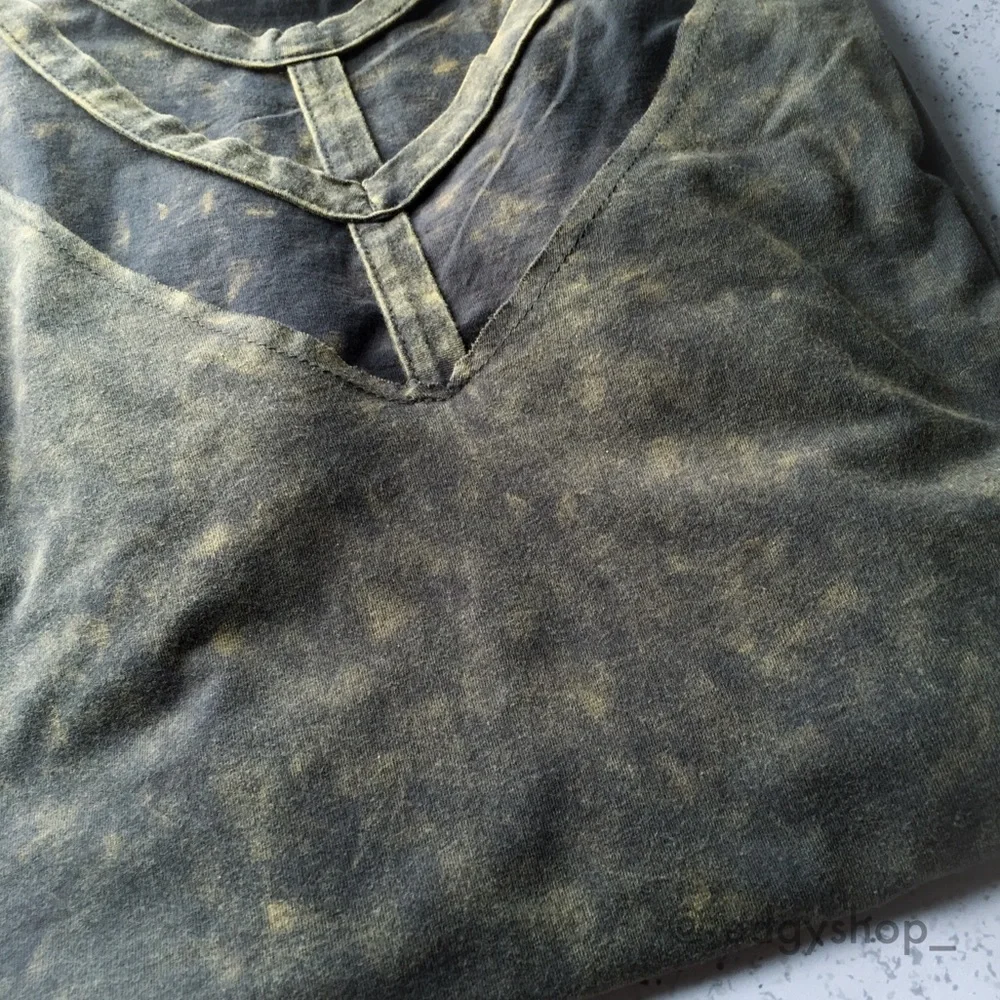 Strappy Mineral Wash V Neck Tee - Picture 5 of 5